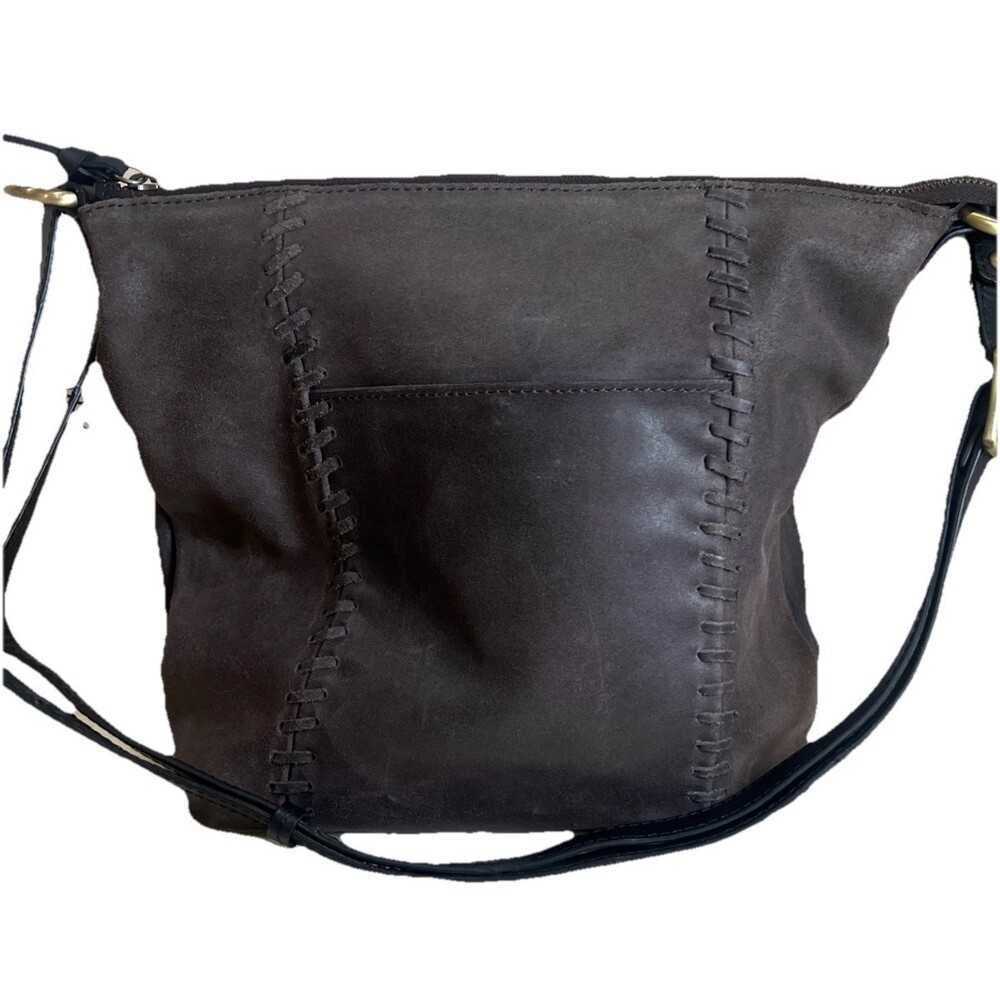 NINO BOSSI Black Leather Shoulder Hobo Handbag Purse Bag